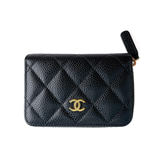 Second hand Chanel Zip Coin Purse Caviar Leather Black - Tabita Bags