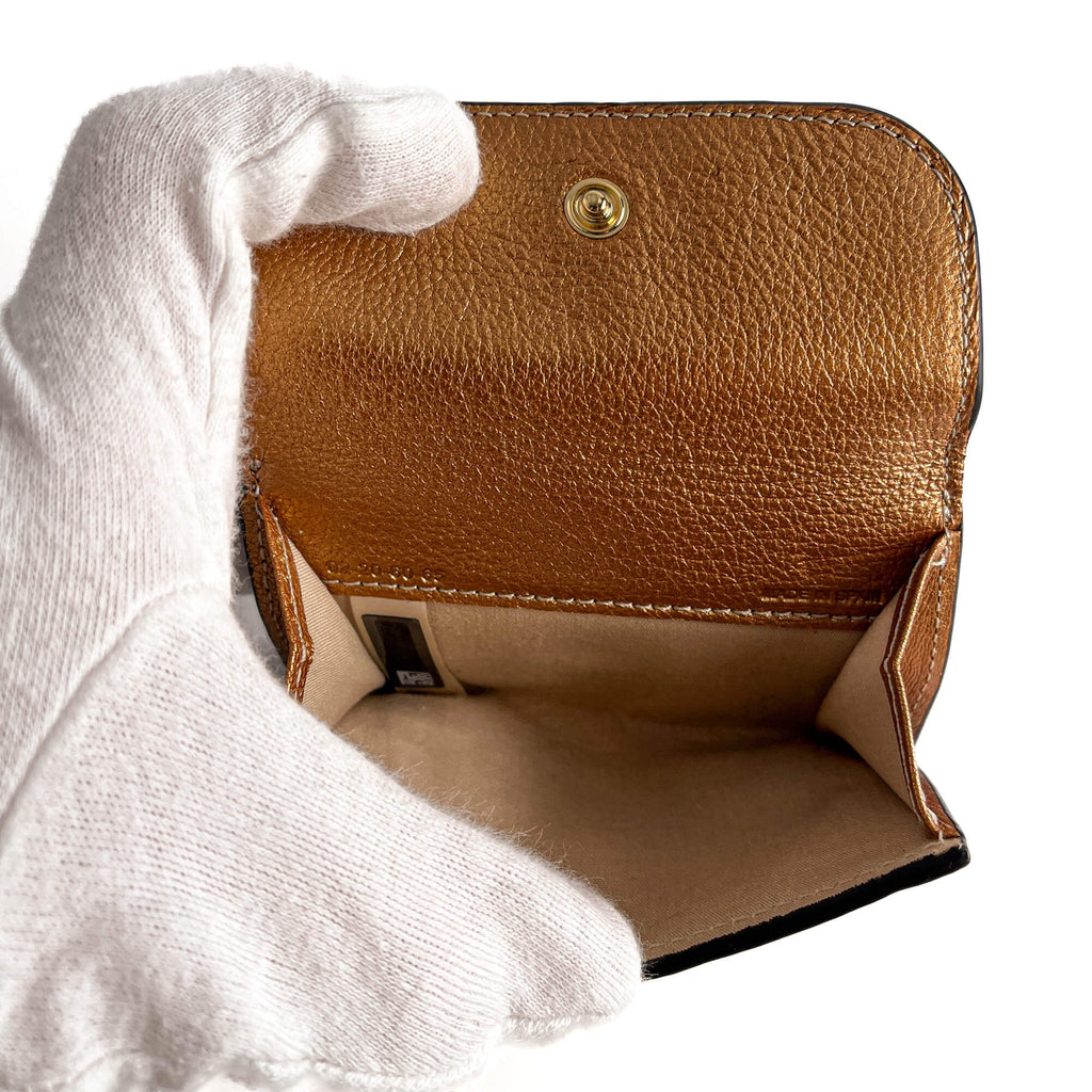 Second hand Chloé Alphabet Mini Leather Folding Wallet Metallic Rose - Tabita Bags