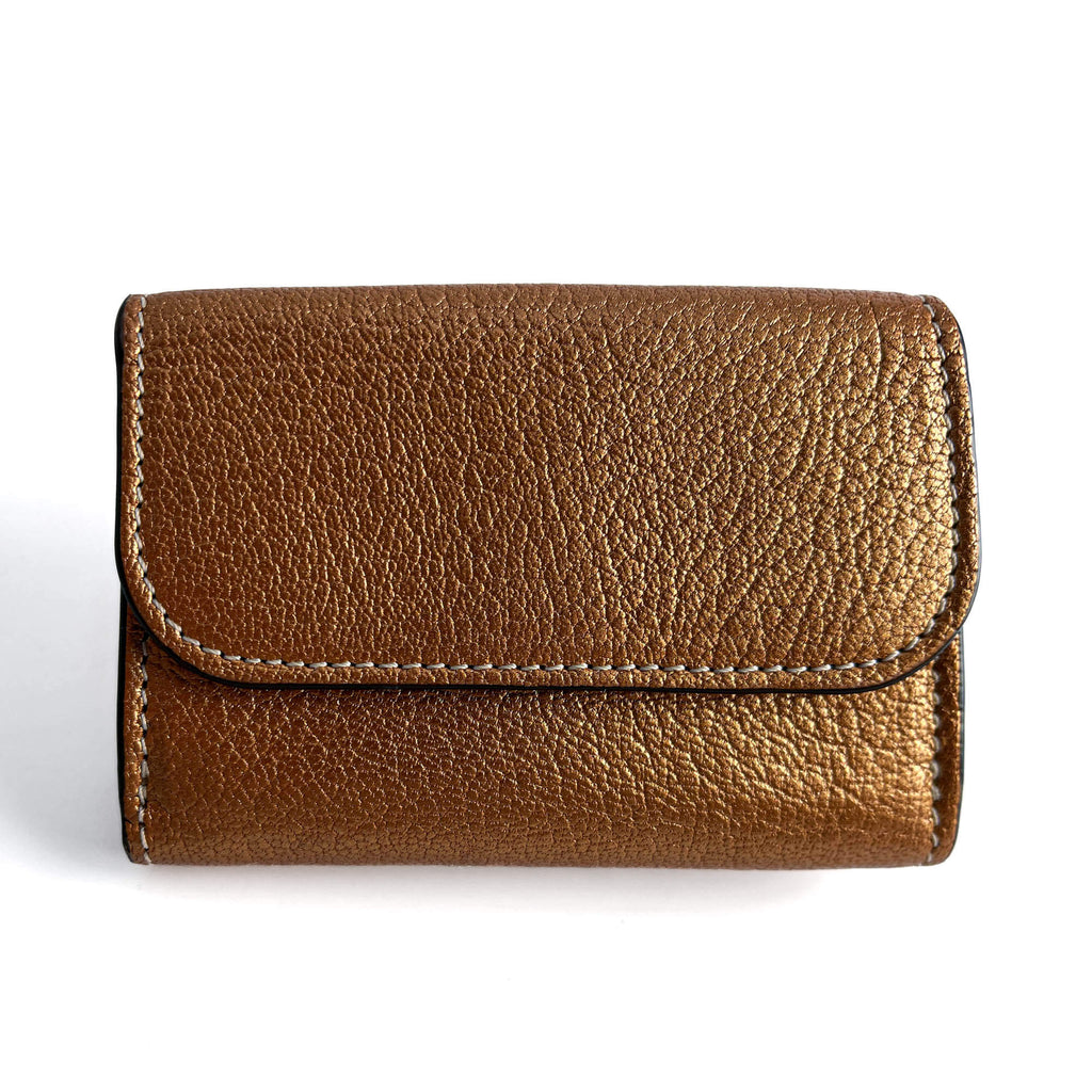 Second hand Chloé Alphabet Mini Leather Folding Wallet Metallic Rose - Tabita Bags