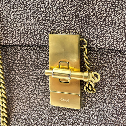 Second hand Chloé Drew Chain Small Leather Flap Crossbody Metallic - Tabita Bags