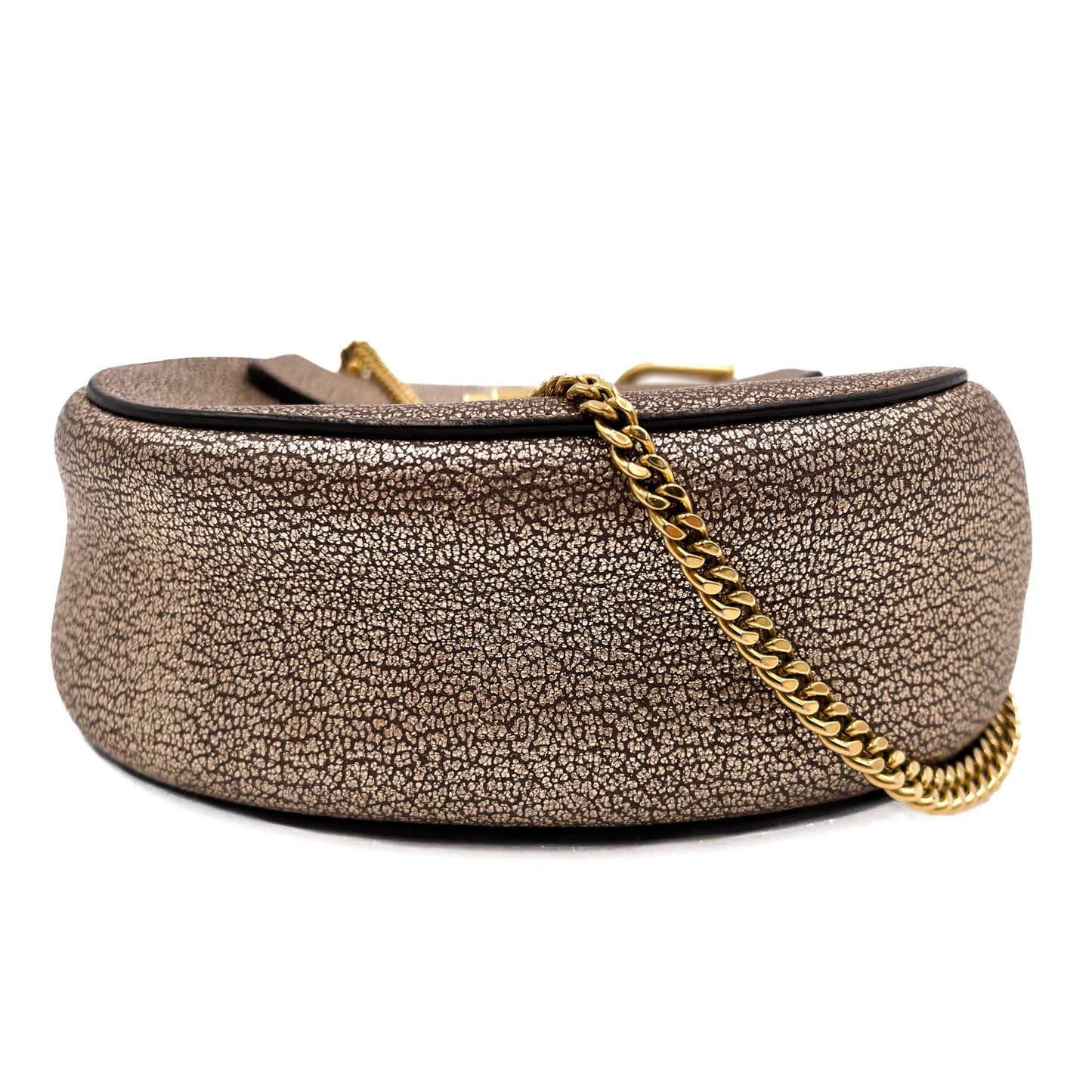 Second hand Chloé Drew Chain Small Leather Flap Crossbody Metallic - Tabita Bags