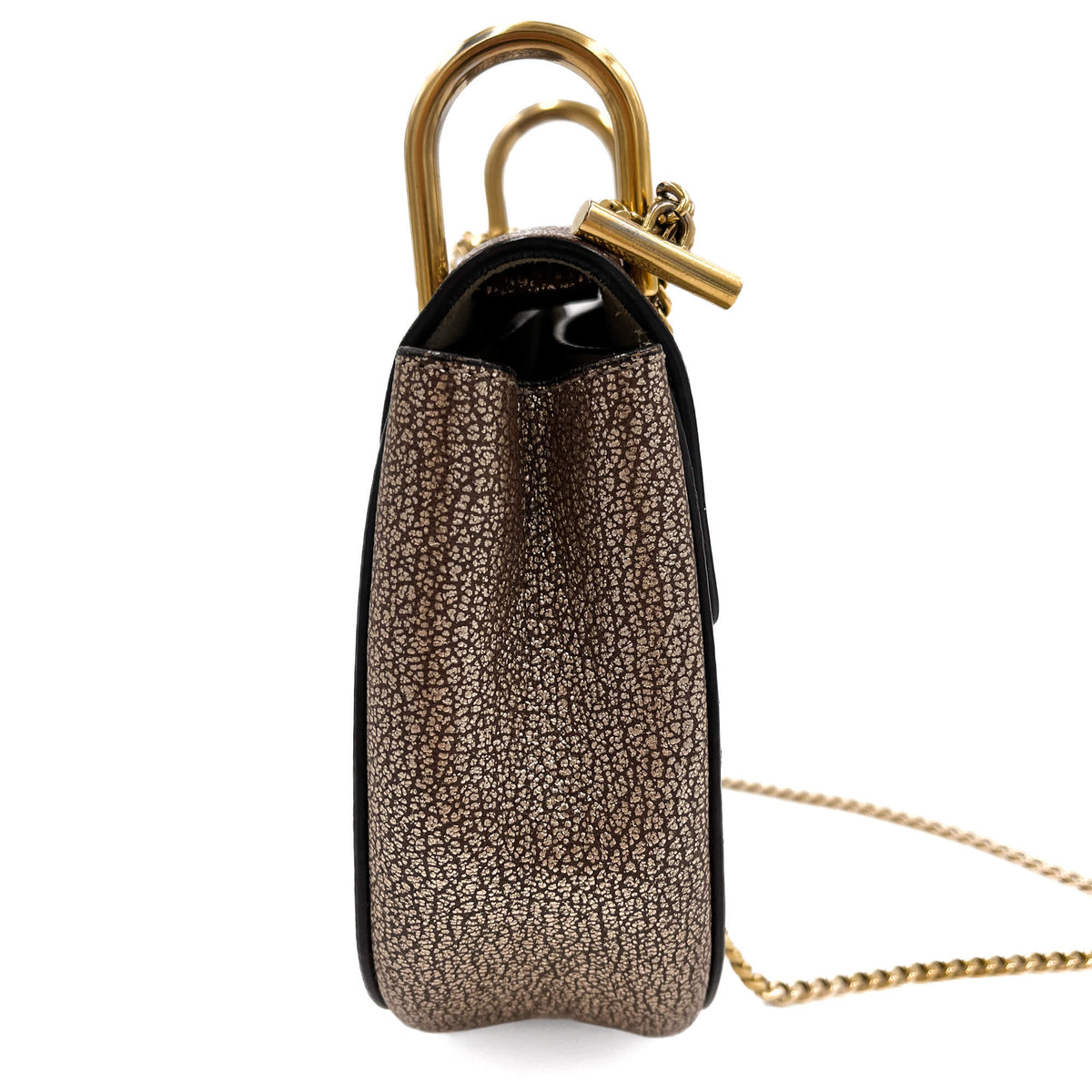 Second hand Chloé Drew Chain Small Leather Flap Crossbody Metallic - Tabita Bags