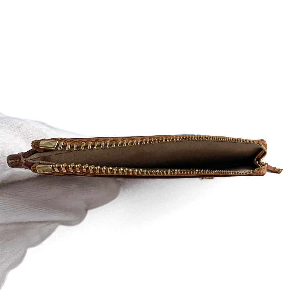 Second hand Chloé Little Horses Embroidered Medium Calfskin Leather Cards Holder Brown - Tabita Bags