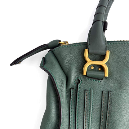 Second hand Chloé Marcie Medium Calfskin Leather Hobo Shoulder Bag Eucalyptus Green - Tabita Bags
