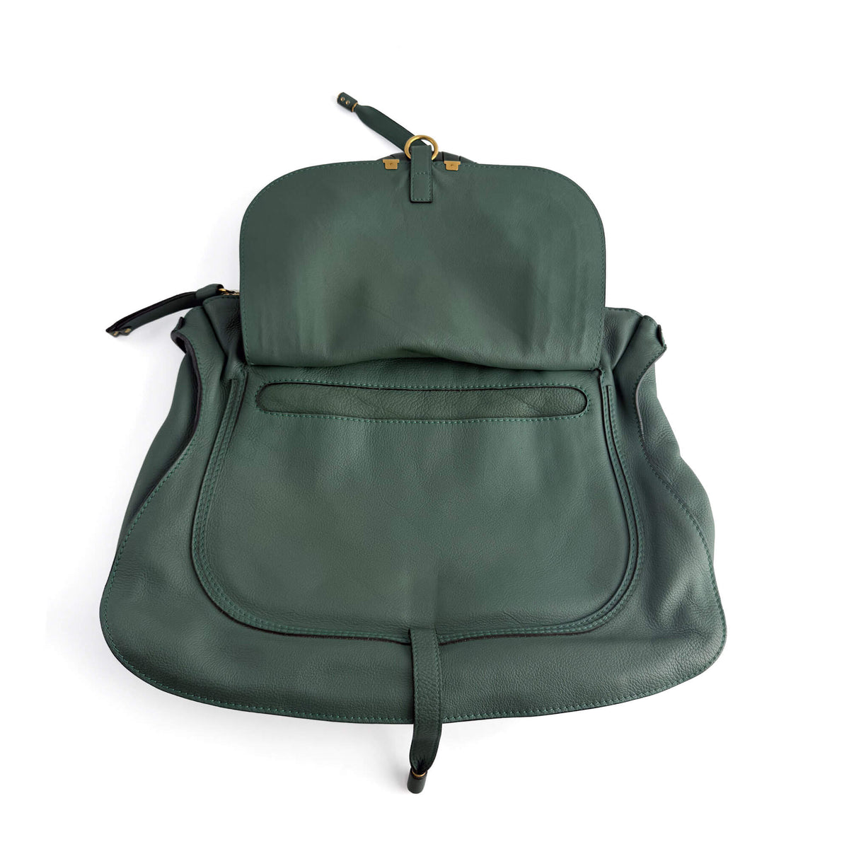 Second hand Chloé Marcie Medium Calfskin Leather Hobo Shoulder Bag Eucalyptus Green - Tabita Bags