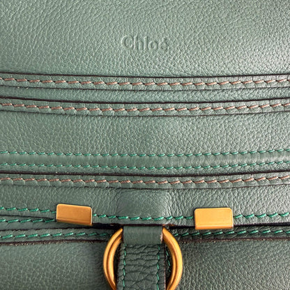 Second hand Chloé Marcie Medium Calfskin Leather Hobo Shoulder Bag Eucalyptus Green - Tabita Bags