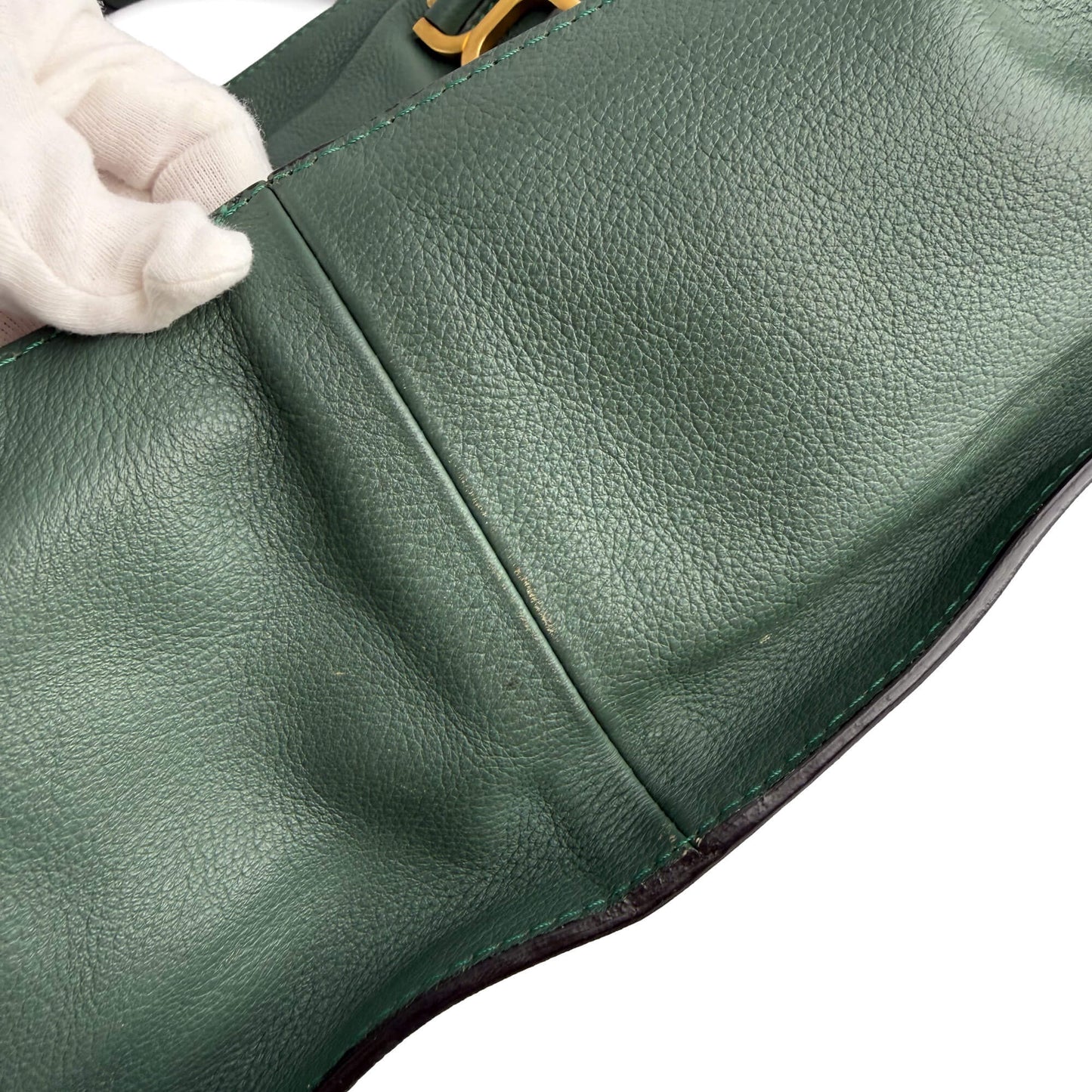 Second hand Chloé Marcie Medium Calfskin Leather Hobo Shoulder Bag Eucalyptus Green - Tabita Bags