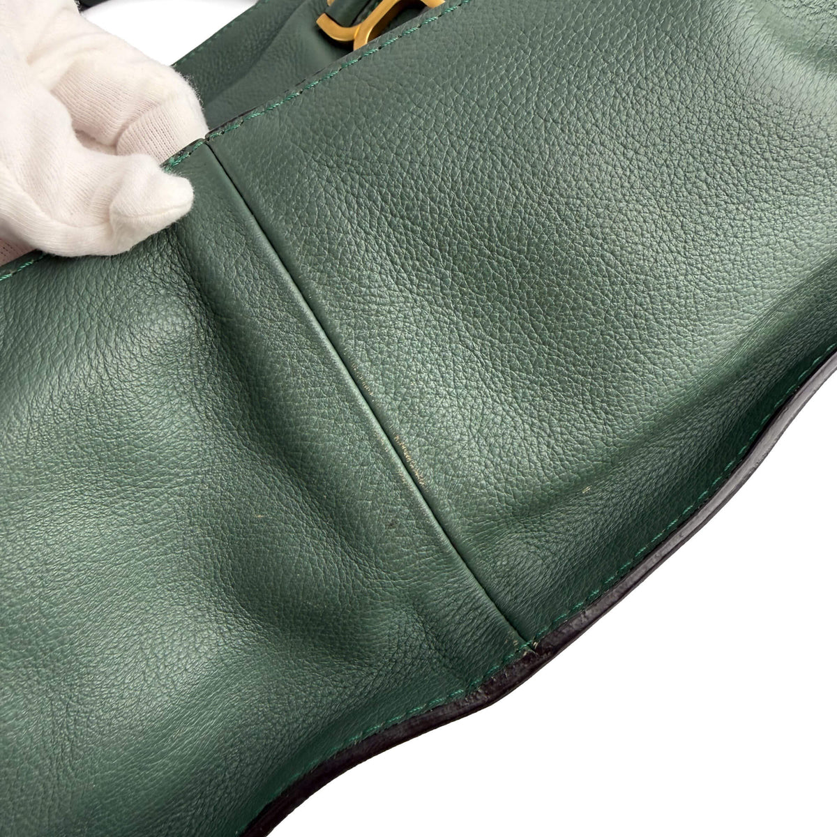 Second hand Chloé Marcie Medium Calfskin Leather Hobo Shoulder Bag Eucalyptus Green - Tabita Bags