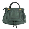 Second hand Chloé Marcie Medium Calfskin Leather Hobo Shoulder Bag Eucalyptus Green - Tabita Bags