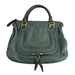 Second hand Chloé Marcie Medium Calfskin Leather Hobo Shoulder Bag Eucalyptus Green - Tabita Bags