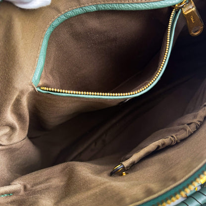Second hand Chloé Marcie Medium Calfskin Leather Hobo Shoulder Bag Eucalyptus Green - Tabita Bags