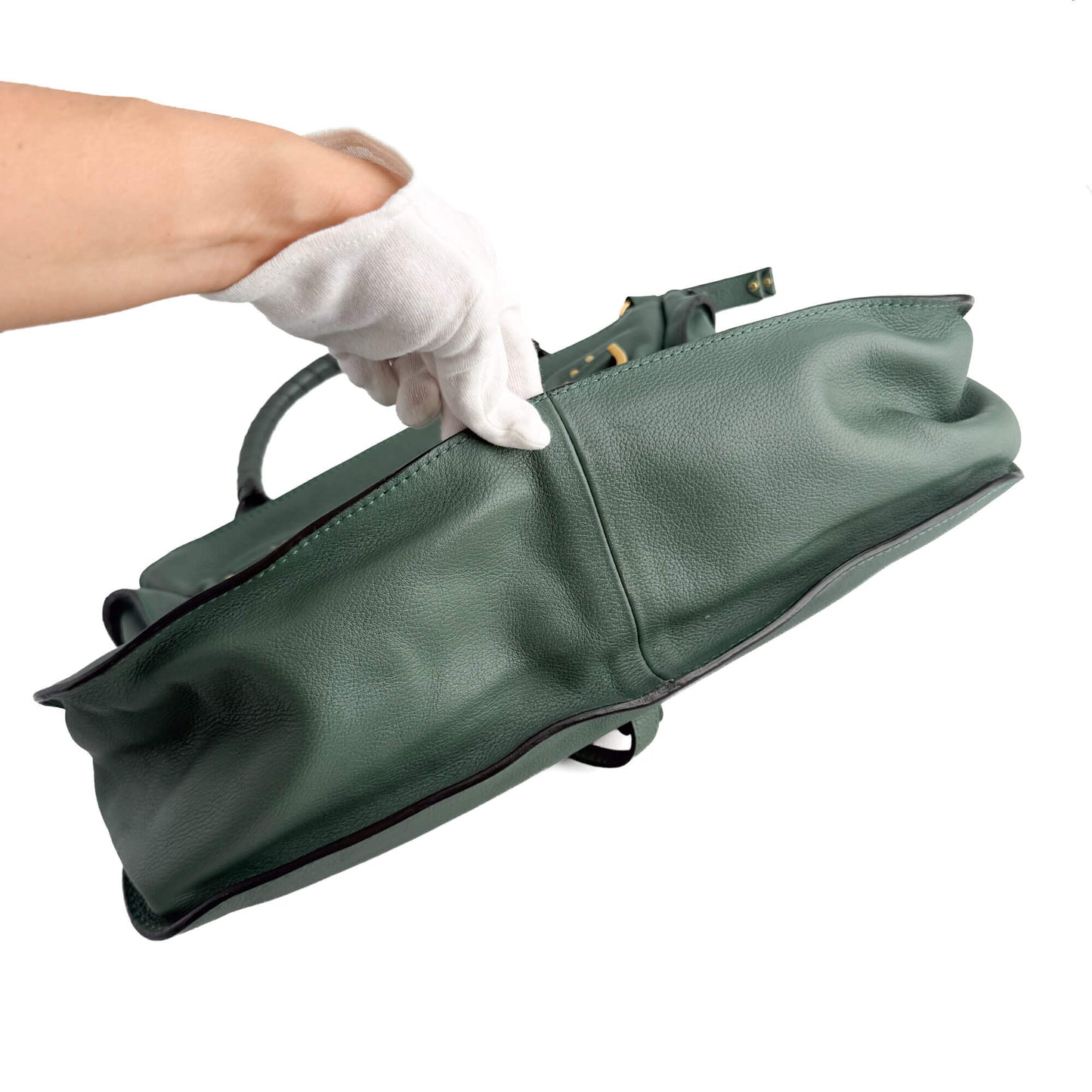 Second hand Chloé Marcie Medium Calfskin Leather Hobo Shoulder Bag Eucalyptus Green - Tabita Bags