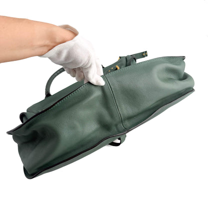 Second hand Chloé Marcie Medium Calfskin Leather Hobo Shoulder Bag Eucalyptus Green - Tabita Bags