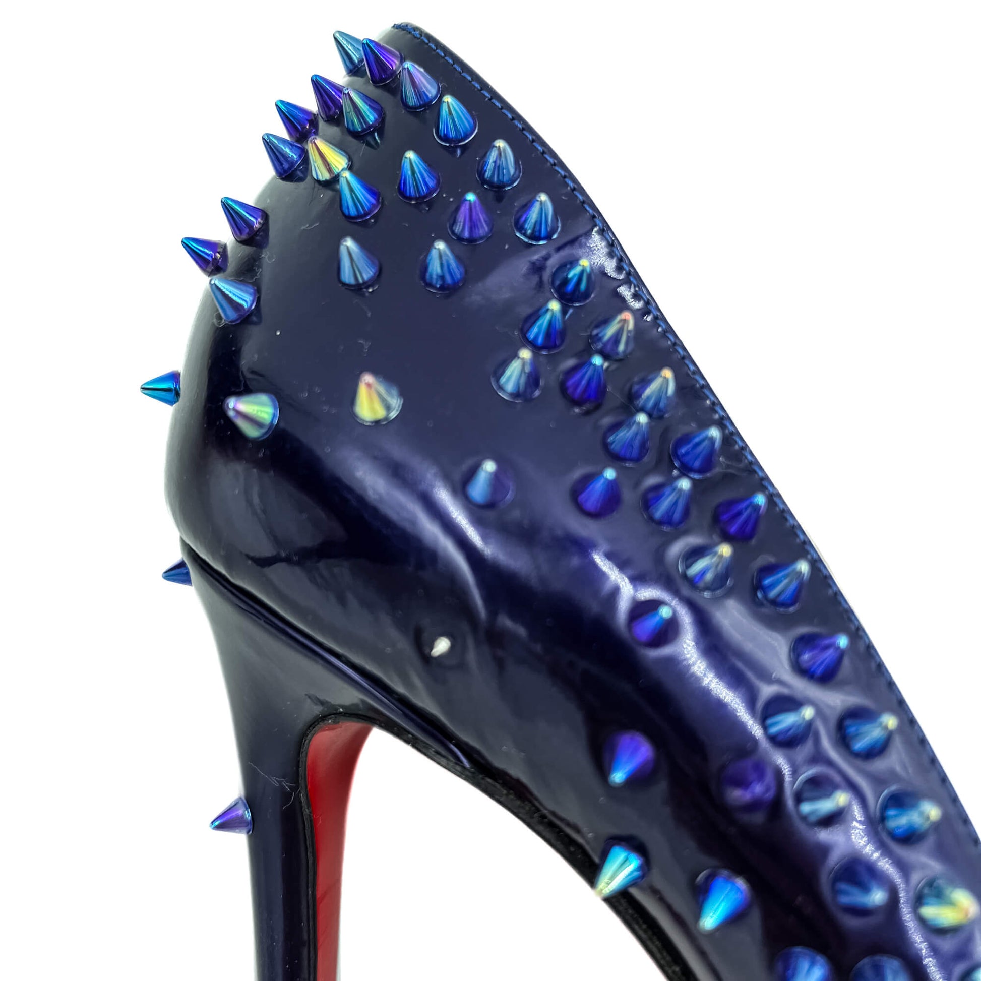 Second hand Christian Louboutin Pigalle 12 cm Spiked Leather Pump Purple - Tabita Bags