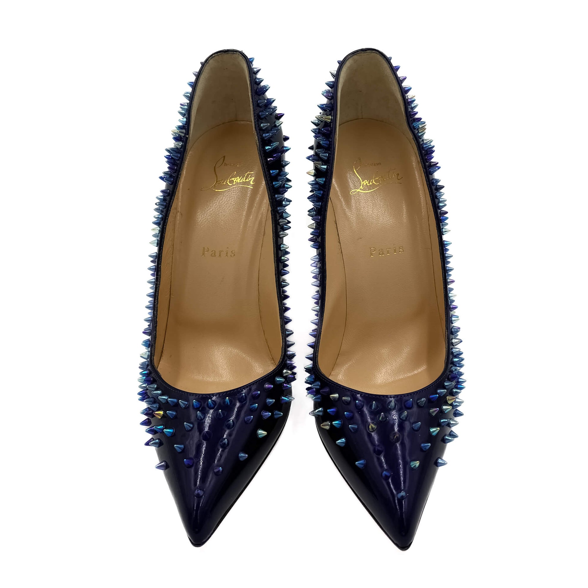 Christian Louboutin Pigalle 12 cm Spiked Leather Pump Purple