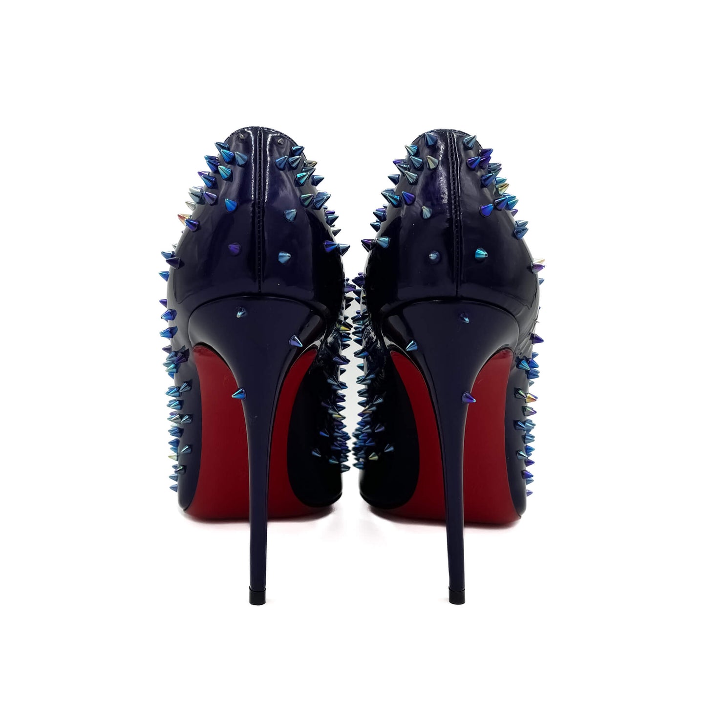 Second hand Christian Louboutin Pigalle 12 cm Spiked Leather Pump Purple - Tabita Bags