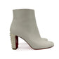 Second hand Christian Louboutin Spikoo Spiked Leather High Heel Boots 40 White - Tabita Bags