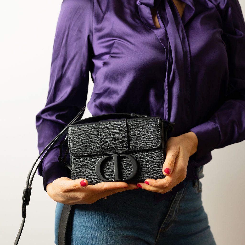 Second hand Dior 30 Montaigne Box Leather 3 - Ways Crossbody Black - Tabita Bags