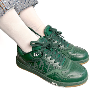Second hand Dior B27 Leather Oblique Sneakers 38 Green - Tabita Bags