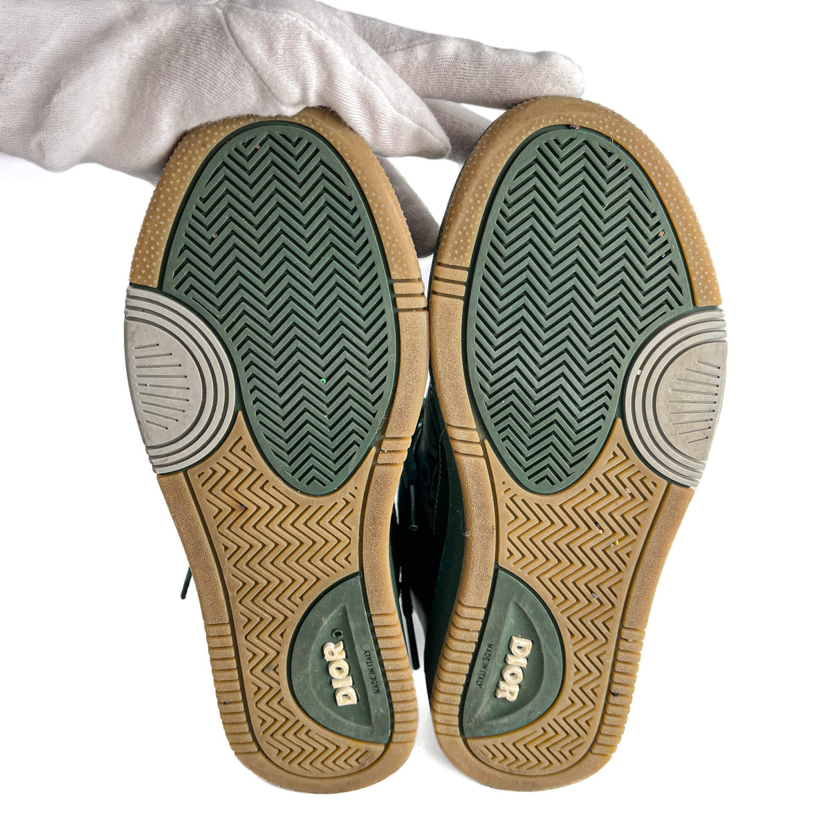 Second hand Dior B27 Leather Oblique Sneakers 38 Green - Tabita Bags