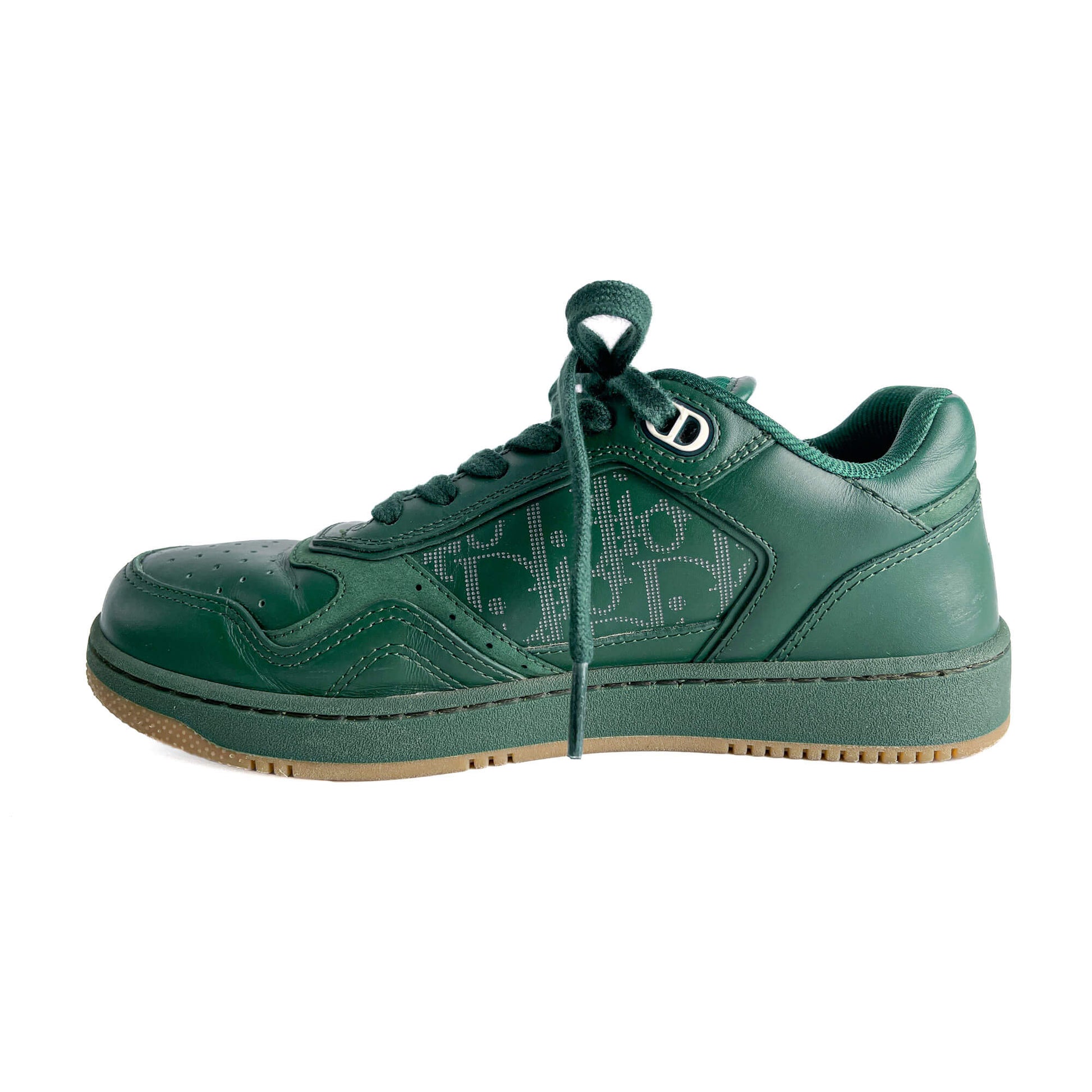 Second hand Dior B27 Leather Oblique Sneakers 38 Green - Tabita Bags