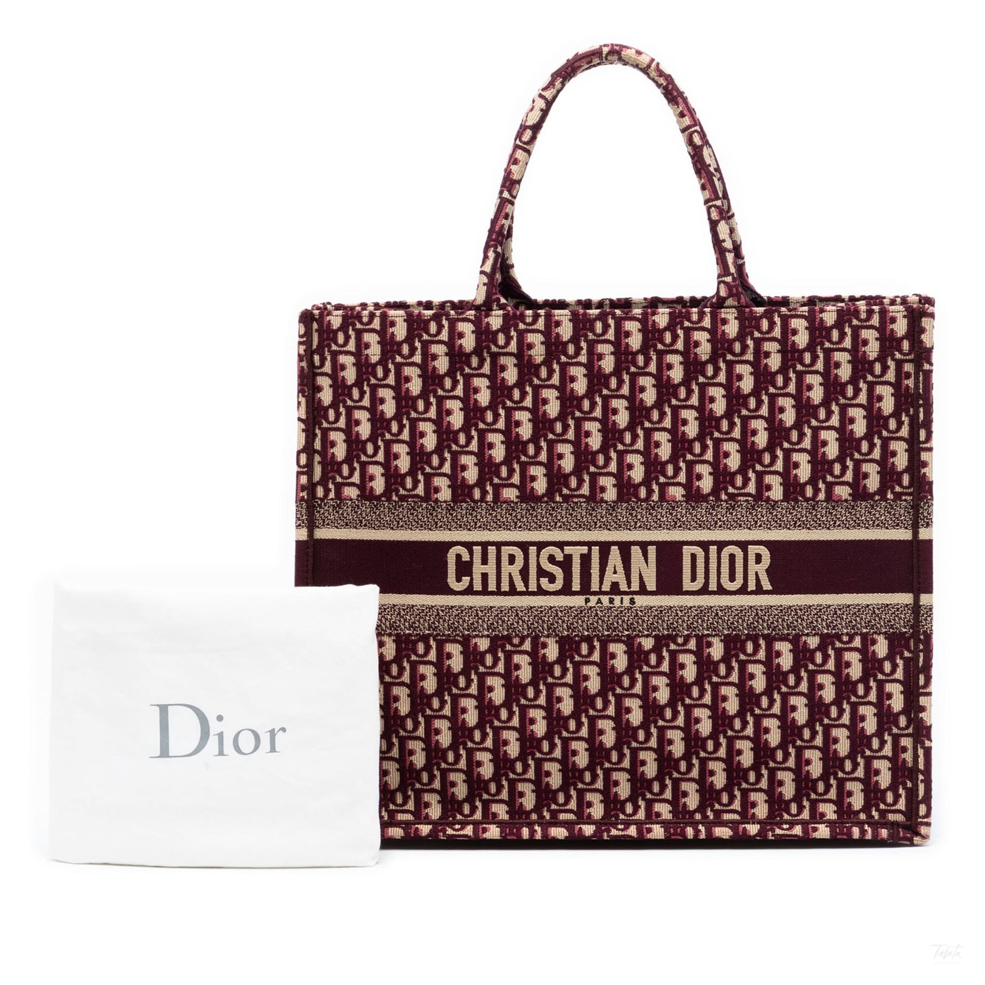 Second hand Dior Book Tote Large Canvas Embroidery Handbag Oblique Red - Tabita Bags