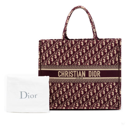 Second hand Dior Book Tote Large Canvas Embroidery Handbag Oblique Red - Tabita Bags