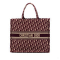 Second hand Dior Book Tote Large Canvas Embroidery Handbag Oblique Red - Tabita Bags