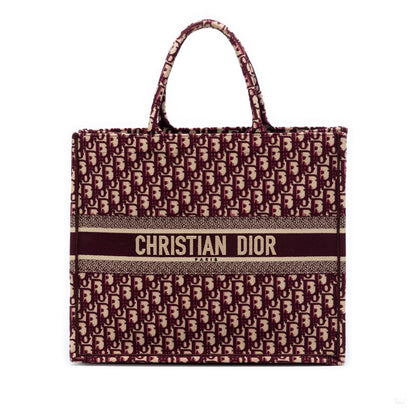 Second hand Dior Book Tote Large Canvas Embroidery Handbag Oblique Red - Tabita Bags
