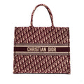 Second hand Dior Book Tote Large Canvas Embroidery Handbag Oblique Red - Tabita Bags