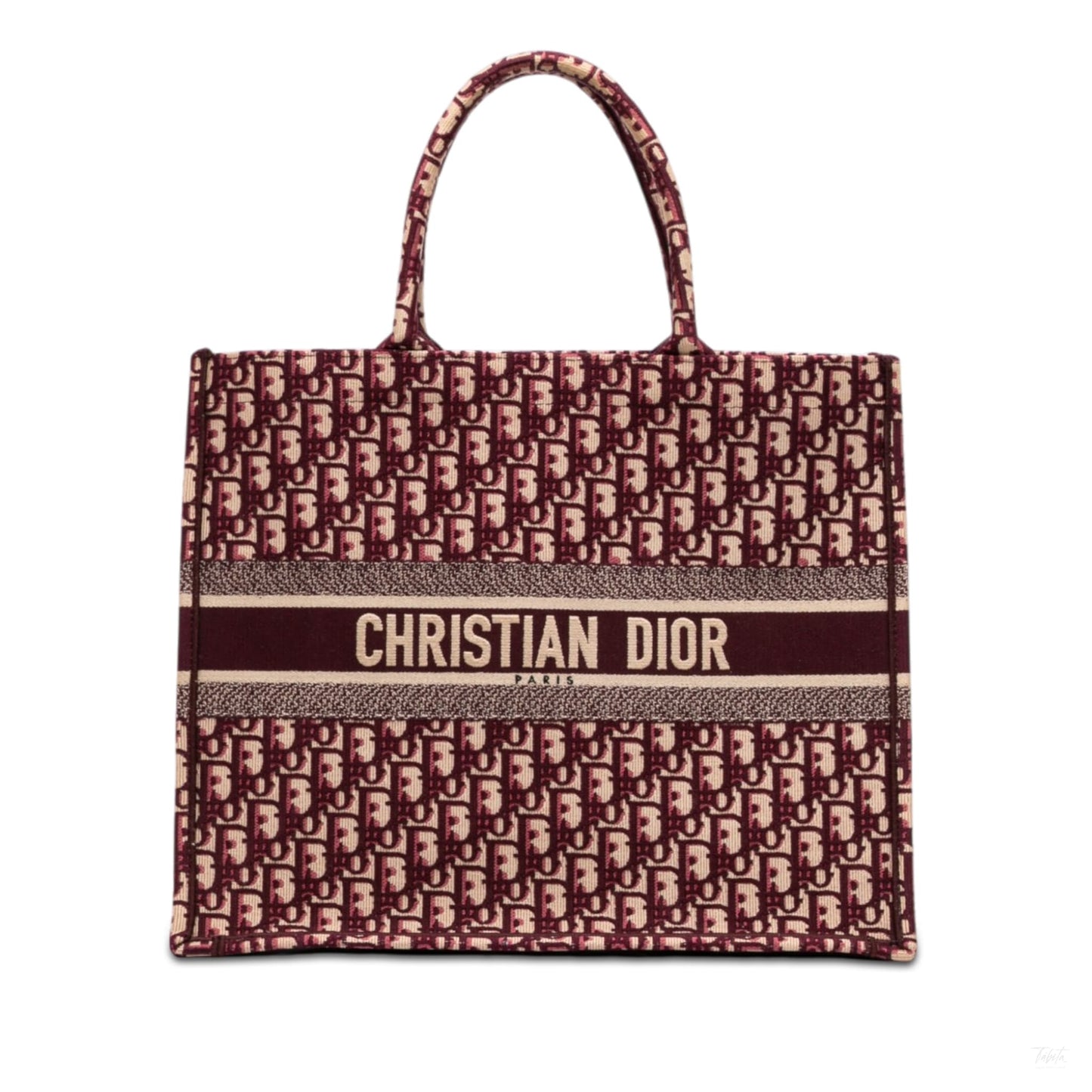 Second hand Dior Book Tote Large Canvas Embroidery Handbag Oblique Red - Tabita Bags