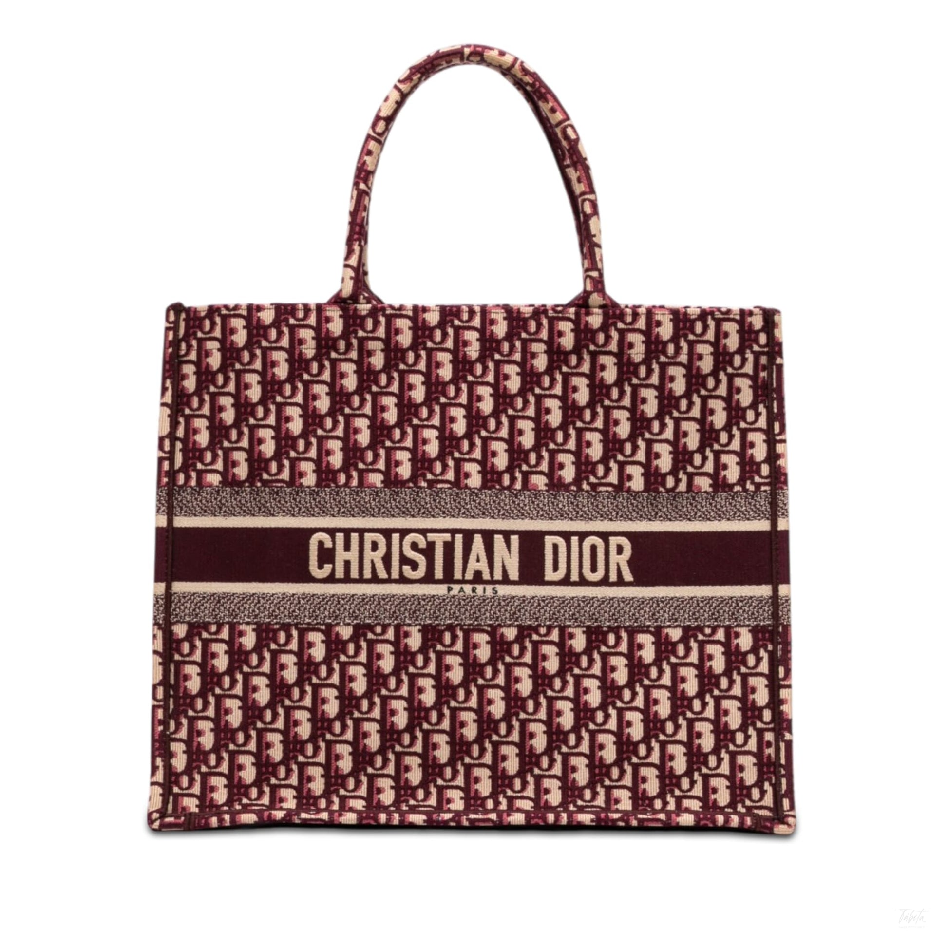 Second hand Dior Book Tote Large Canvas Embroidery Handbag Oblique Red - Tabita Bags