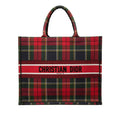 Second hand Dior Book Tote Large Canvas Embroidery Handbag Tartan Check - Tabita Bags