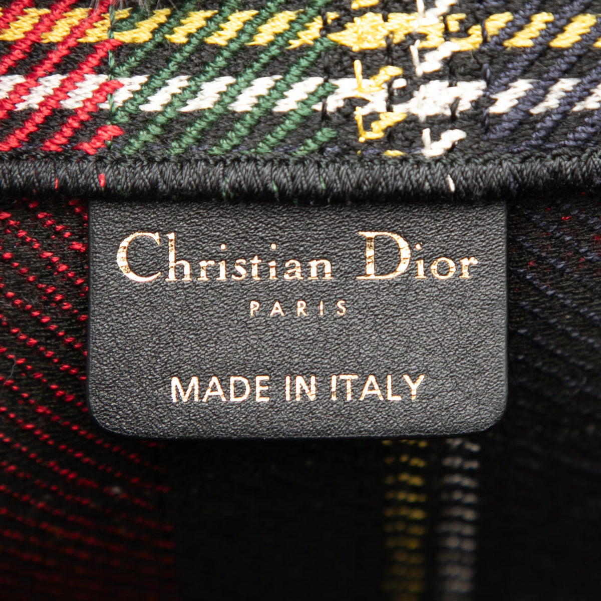 Second hand Dior Book Tote Large Canvas Embroidery Handbag Tartan Check - Tabita Bags