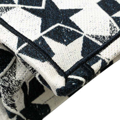 Second hand Dior Book Tote Large Embroidery Canvas Handbag Blue - Tabita Bags