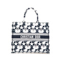 Second hand Dior Book Tote Large Embroidery Canvas Handbag Blue - Tabita Bags