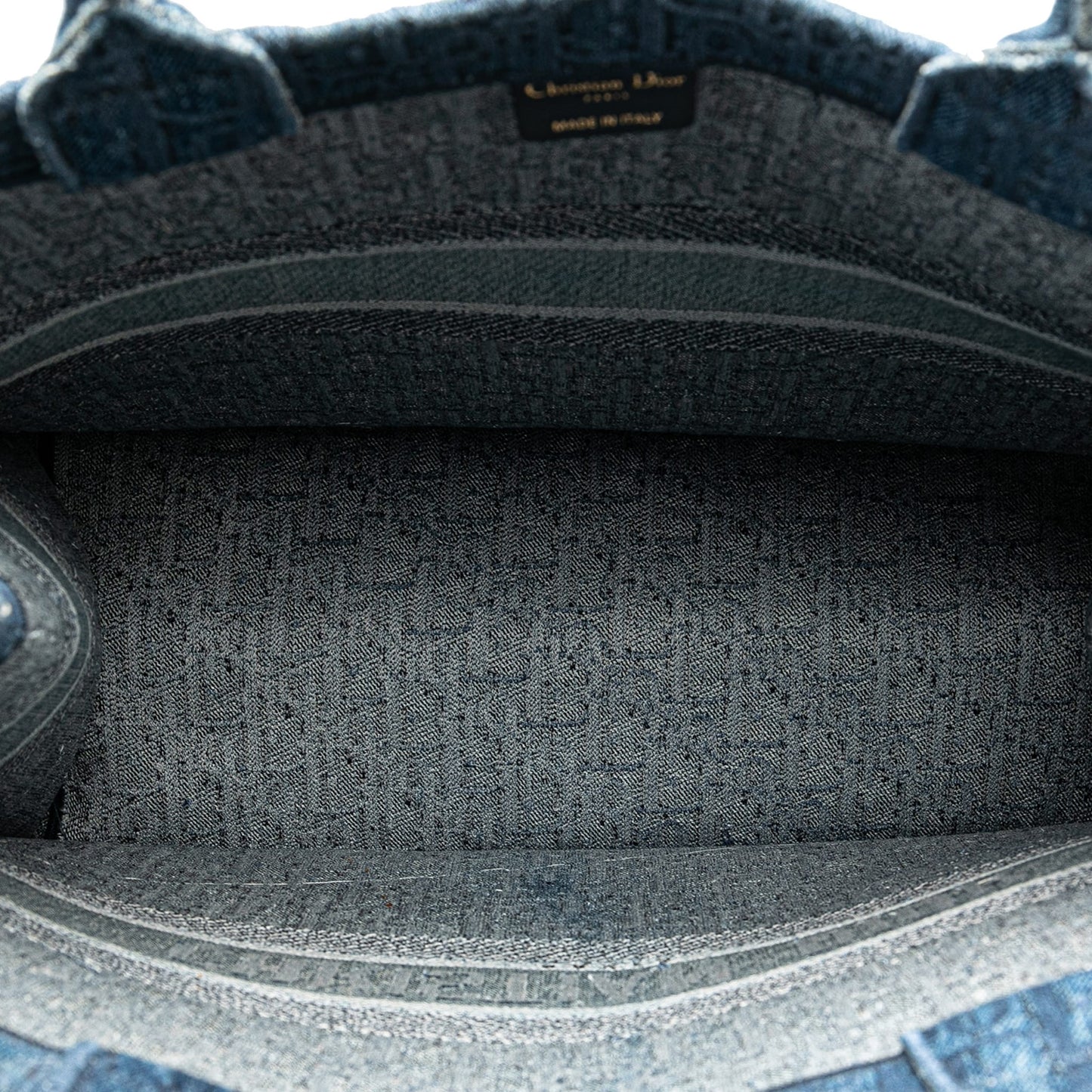 Second hand Dior Book Tote Large Embroidery Canvas Handbag Blue - Tabita Bags