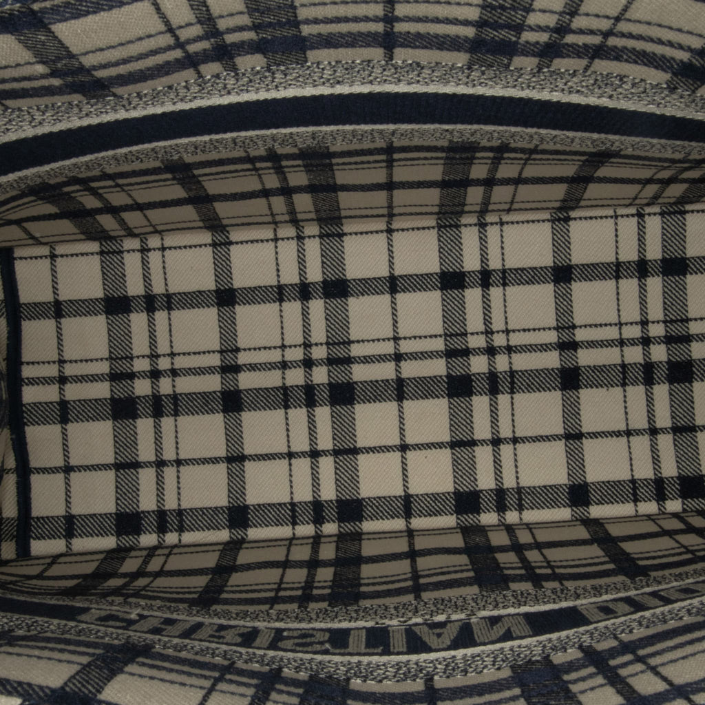 Second hand Dior Book Tote Large Embroidery Canvas Handbag Blue - Tabita Bags
