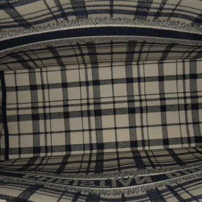 Second hand Dior Book Tote Large Embroidery Canvas Handbag Blue - Tabita Bags