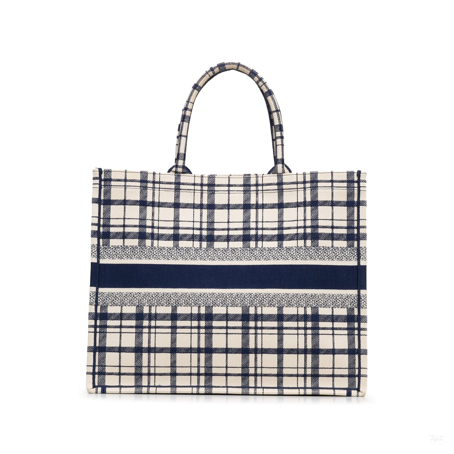 Second hand Dior Book Tote Large Embroidery Canvas Handbag Blue - Tabita Bags