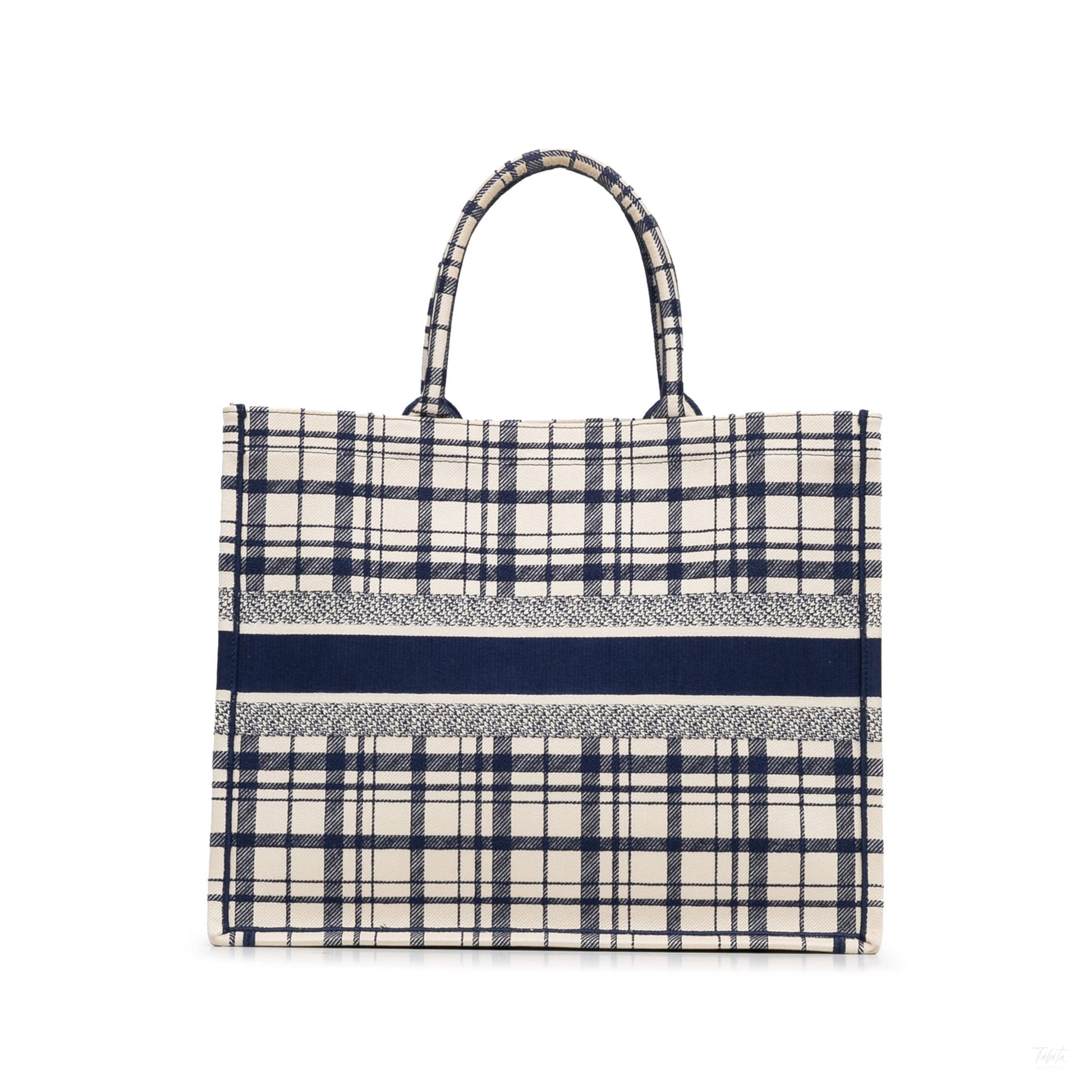 Second hand Dior Book Tote Large Embroidery Canvas Handbag Blue - Tabita Bags