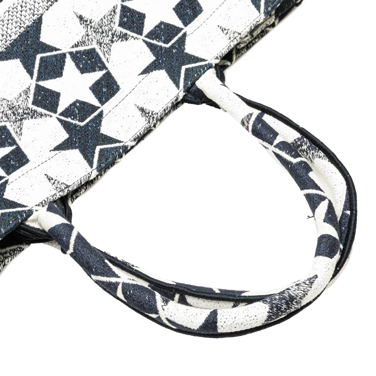 Second hand Dior Book Tote Large Embroidery Canvas Handbag Blue - Tabita Bags