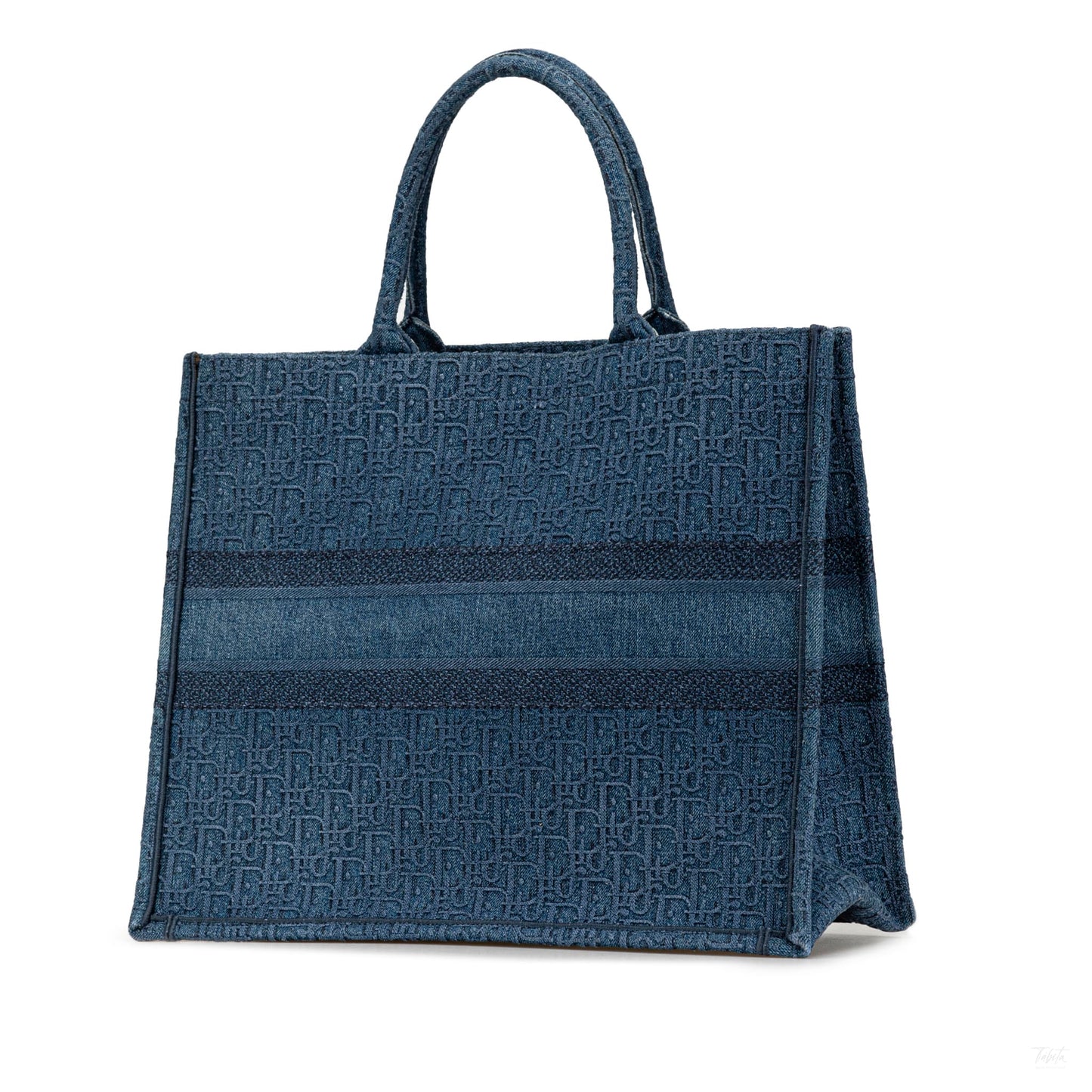 Second hand Dior Book Tote Large Embroidery Canvas Handbag Blue - Tabita Bags