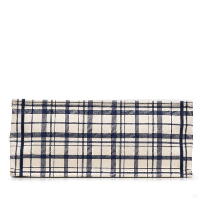 Second hand Dior Book Tote Large Embroidery Canvas Handbag Blue - Tabita Bags