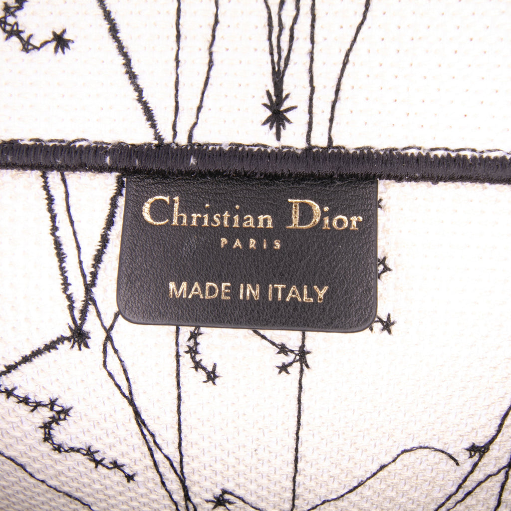 Second hand Dior Book Tote Large Embroidery Canvas Handbag Brown - Tabita Bags