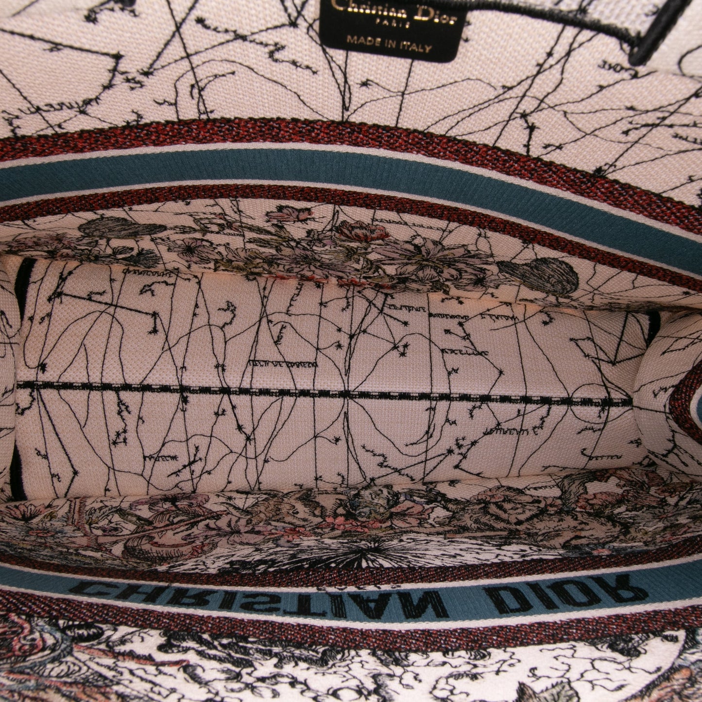 Second hand Dior Book Tote Large Embroidery Canvas Handbag Brown - Tabita Bags