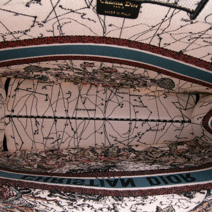 Second hand Dior Book Tote Large Embroidery Canvas Handbag Brown - Tabita Bags