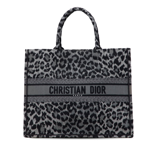 Second hand Dior Book Tote Large Embroidery Canvas Handbag Grey - Tabita Bags