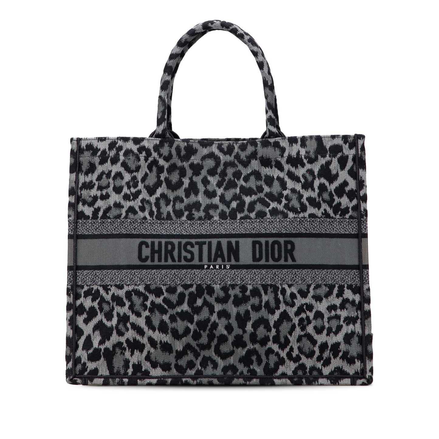 Second hand Dior Book Tote Large Embroidery Canvas Handbag Grey - Tabita Bags