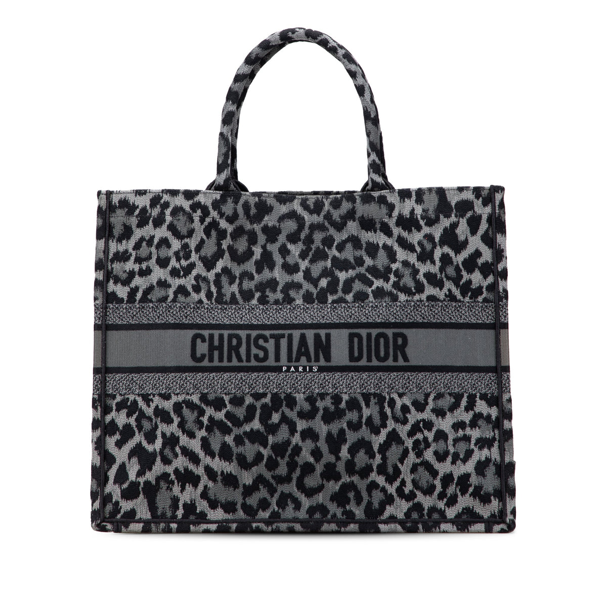 Second hand Dior Book Tote Large Embroidery Canvas Handbag Grey - Tabita Bags